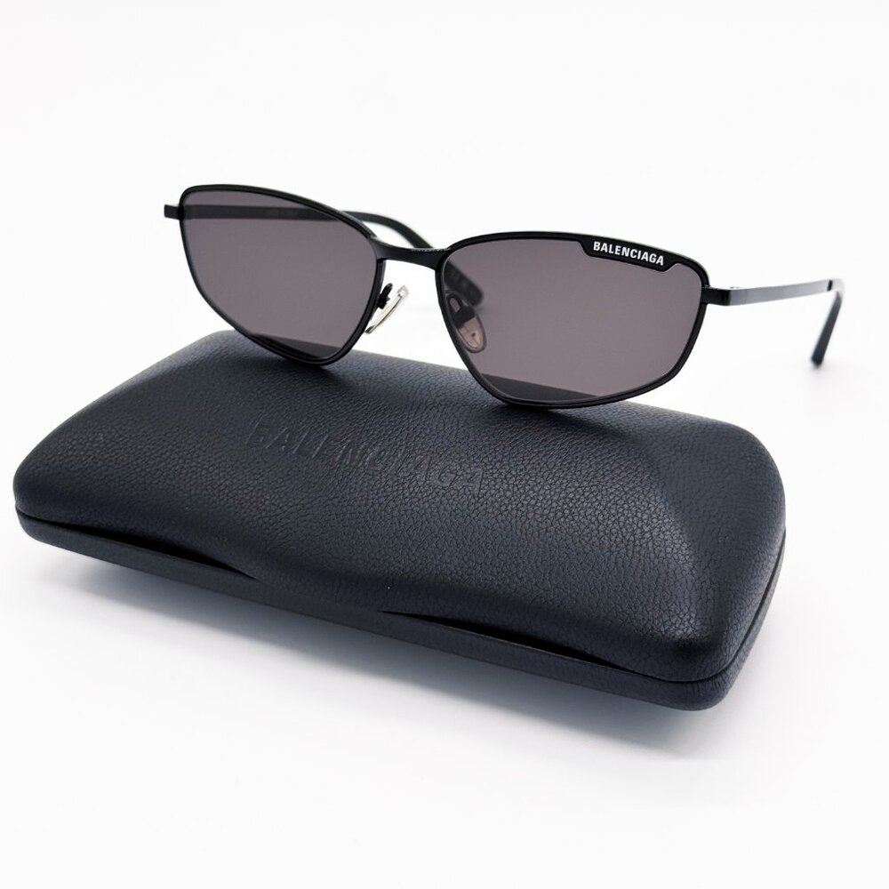 NEW BALENCIAGA BB0277S 001 SUNGLASSES UNISEX BLACK GREY OVAL EYEWEAR BALENCIAGA - Picture 2 of 14